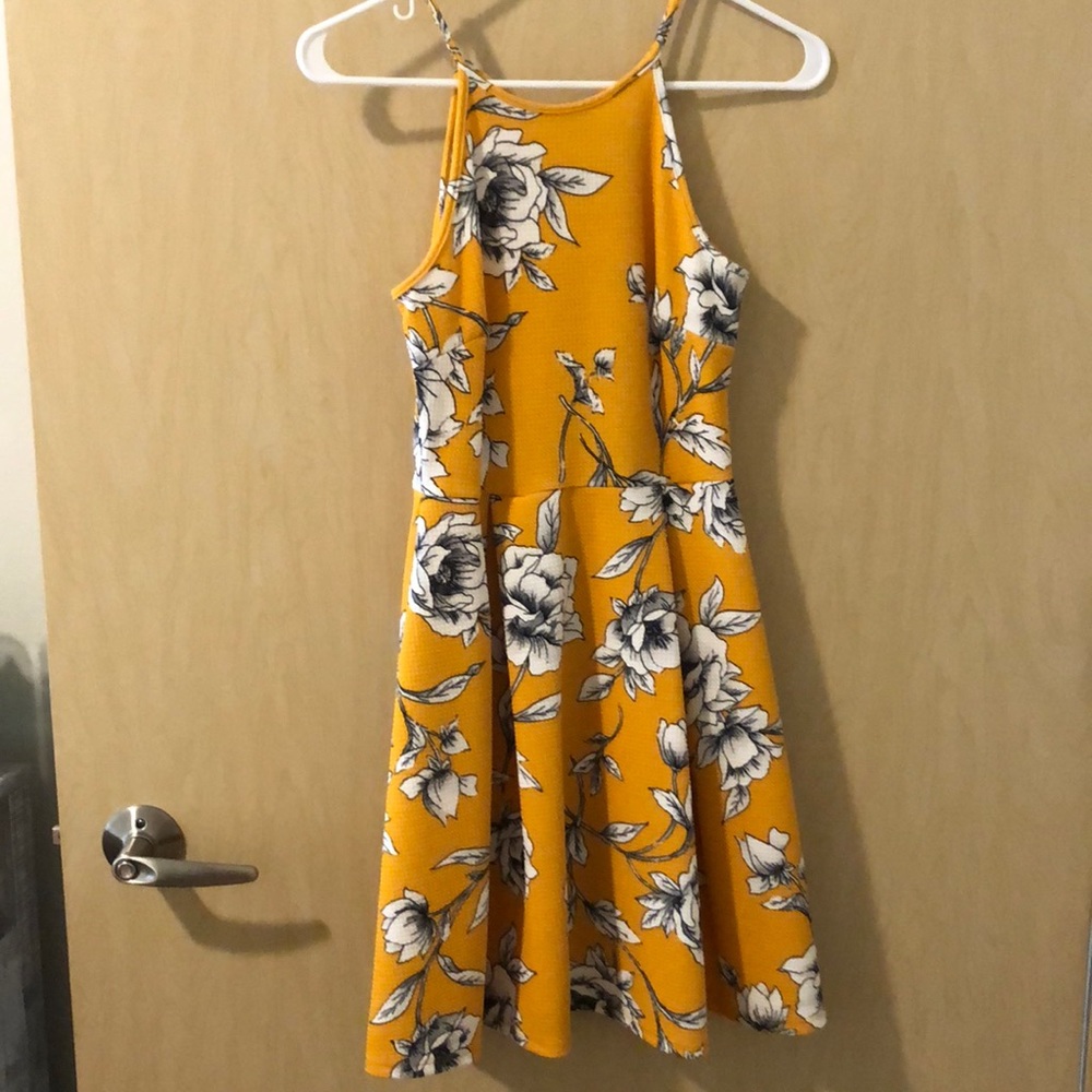 Mustard floral dress
